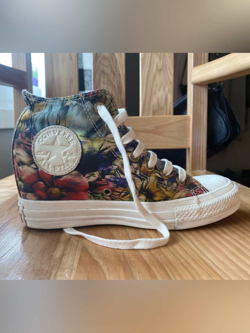 Converse Floral High-Top Hidden Wedge Heel Sneakers